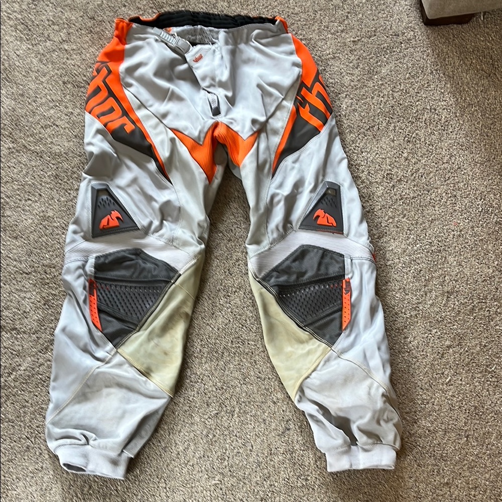 Thor Racing Motocross Pants - Gray and Orange